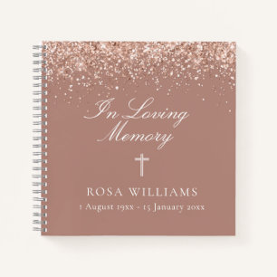 Rosa Glitzer in Love Memory Funeral Gästebuch Notizbuch