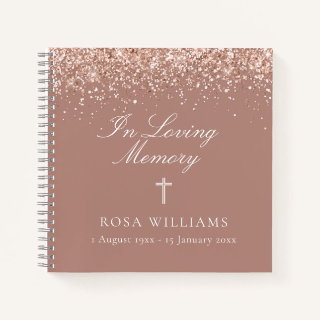 Rosa Glitzer in Love Memory Funeral Gästebuch Notizbuch (Vorderseite)