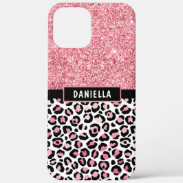 Rosa Glitzer Leopard Druckschimmer Personalisiert Case-Mate iPhone Hülle