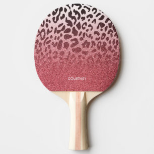 Rosa Glitzer-Leopard-Haut Tischtennis Schläger