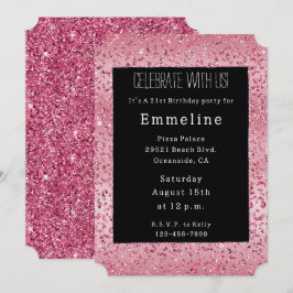 Rosa Glitzer Leopard Ombre Einladung