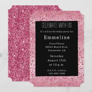 Rosa Glitzer Leopard Ombre Einladung