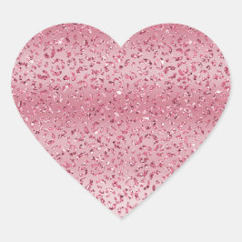 Rosa Glitzer Leopard Ombre Herz-Aufkleber
