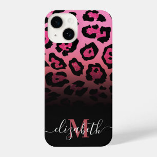 Rosa Glitzer Leopard Print iPhone 14 Hülle