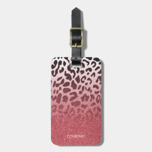 Rosa Glitzer Leopard Skin Gepäckanhänger