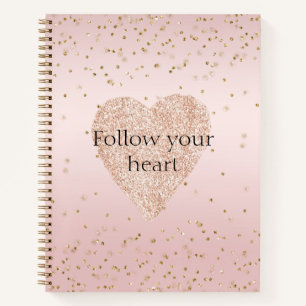 Rosa Glitzer Liebe Gold Confetti Herzstück Notizbuch