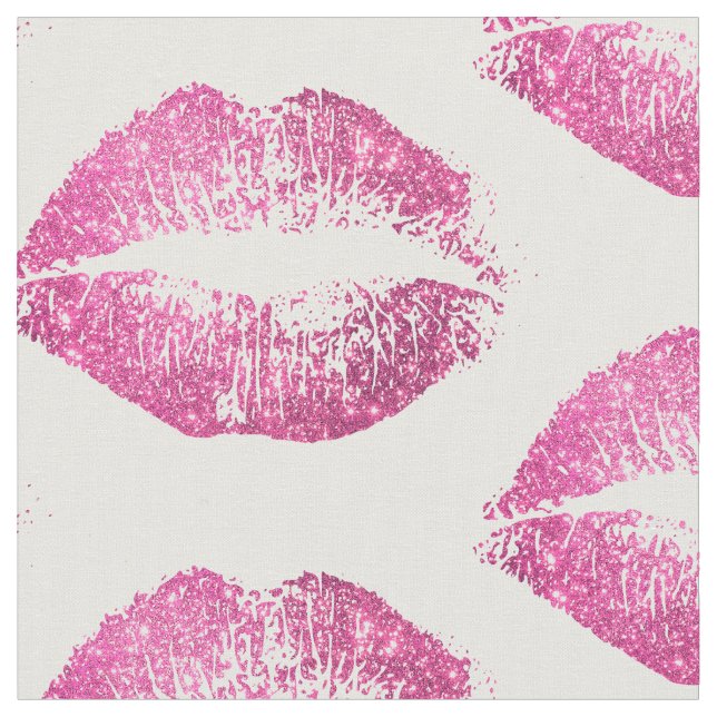 Rosa Glitzer-Lippen #2 Stoff (Nahaufnahme)
