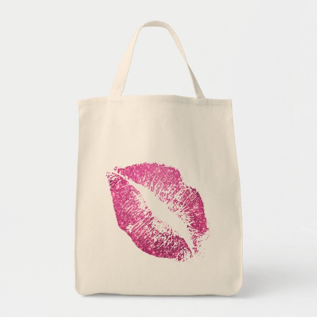 Rosa Glitzer Lippen #2 Tragetasche (Vorne)