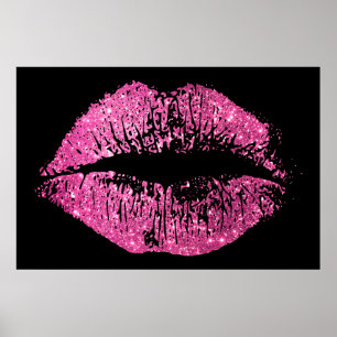 Rosa Glitzer Lippen Poster