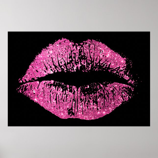 Rosa Glitzer Lippen Poster (Vorne)