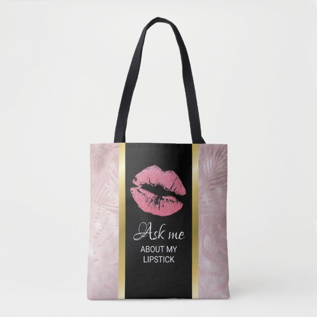 Rosa Glitzer Lips Fragte mir über meinen Lipstick Tasche (Vorderseite)