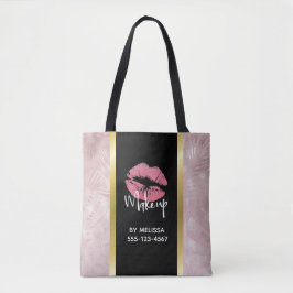 Rosa Glitzer Lips & Rose Gold Blätter Makeup Biz Tasche
