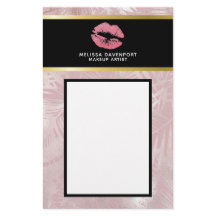 Rosa Glitzer Lips & Rose Gold Tropische Blätter