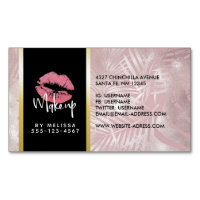 Rosa Glitzer Lips & Rose Gold Tropische Blätter