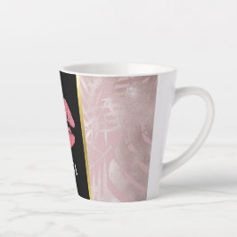 Rosa Glitzer Lips & Rose Gold Tropische Blätter Milchtasse