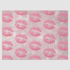 Rosa Glitzer Lips & Rose Gold Tropische Blätter Seidenpapier