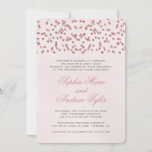 Rosa Glitzer Look Confetti Hochzeit Einladung