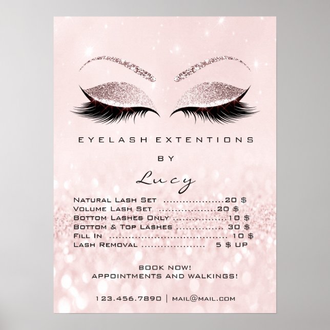 Rosa Glitzer Makeup Augen Lashes Preise Poster (Vorne)