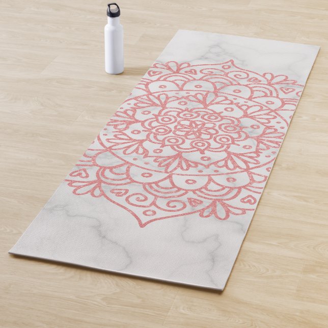 Rosa Glitzer Mandala auf dem Marmor Yoga Mat Yogamatte (Beispiel)