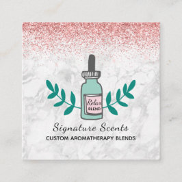Rosa Glitzer Marmor Aromatherapie Firmenlogo Quadratische Visitenkarte