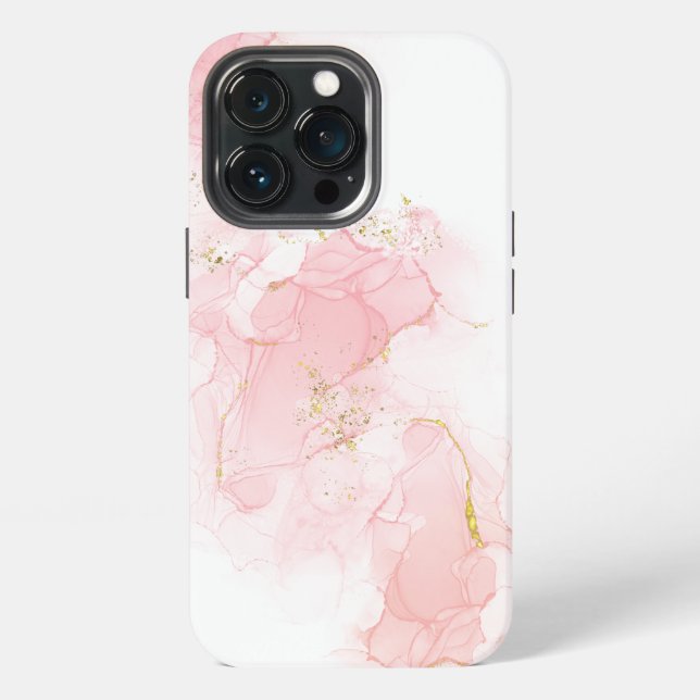 Rosa Glitzer marmoriert iPhone 13 Pro Hülle (Hinten)