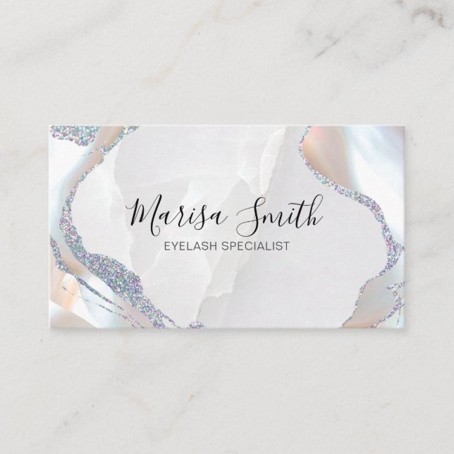 Rosa Glitzer mit Perlenfarbhintergrund Visitenkarte (Vorderseite)