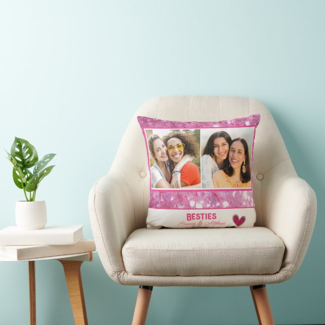Rosa Glitzer Moderne Besties Bester Freund Kissen (Stuhl )