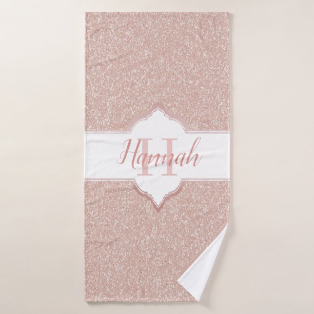 Rosa Glitzer Monogram Badehandtücher Badhandtuch Set (Badehandtuch)