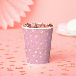 Rosa Glitzer Monogram Daisy Baby Shower Einladung Pappbecher