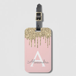 Rosa-Glitzer-Monogramm Gepäckanhänger