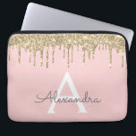 Rosa-Glitzer-Monogramm Laptopschutzhülle<br><div class="desc">Rosa und goldene Imitat treiben Moderne und Elegante Girly Glitzer und sparkle elegante Monogram Case. Dieser Fall kann so angepasst werden, dass er Ihren Anfangs- und Vornamen enthält.</div>