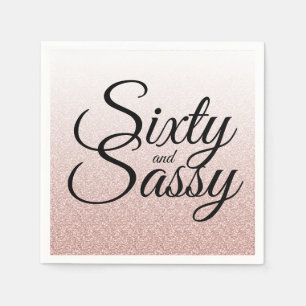 Rosa Glitzer Ombre 60 und Sassy 60. Geburtstag Serviette