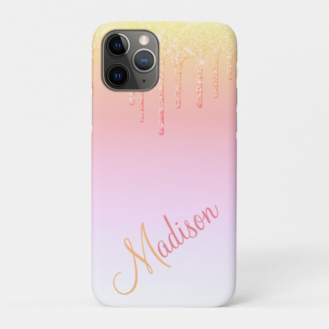 Rosa Glitzer Ombré Glam Glitzern Name Case-Mate iPhone Hülle (Rückseite)