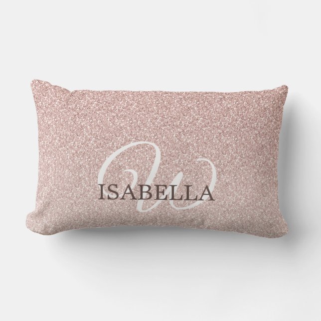 Rosa Glitzer Ombre Individuelle Name Monogram Lendenkissen (Vorderseite)