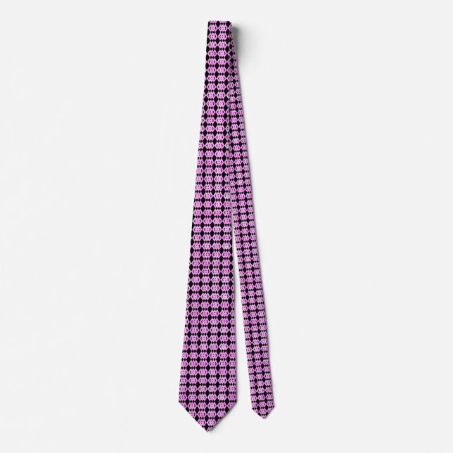Rosa Glitzer Overlap Diamond Pattern Krawatte (Vorderseite)