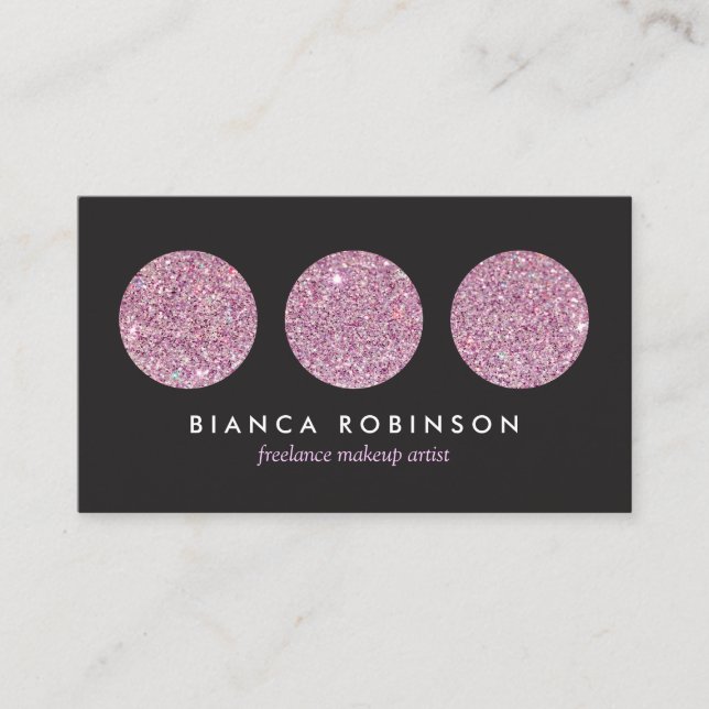 Rosa Glitzer Palette für Freelance Makeup Artist Visitenkarte (Vorderseite)