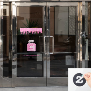Rosa Glitzer Parfüm-Business-Monogramm Fensteraufkleber