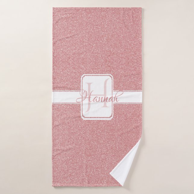 Rosa Glitzer Personalisiert Badehandtücher Badhandtuch Set (Badehandtuch)