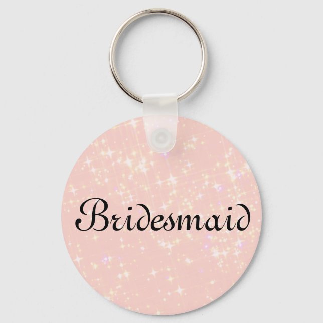 Rosa Glitzer Personalisiert Bridesmaid Schlüsselanhänger (Vorderseite)