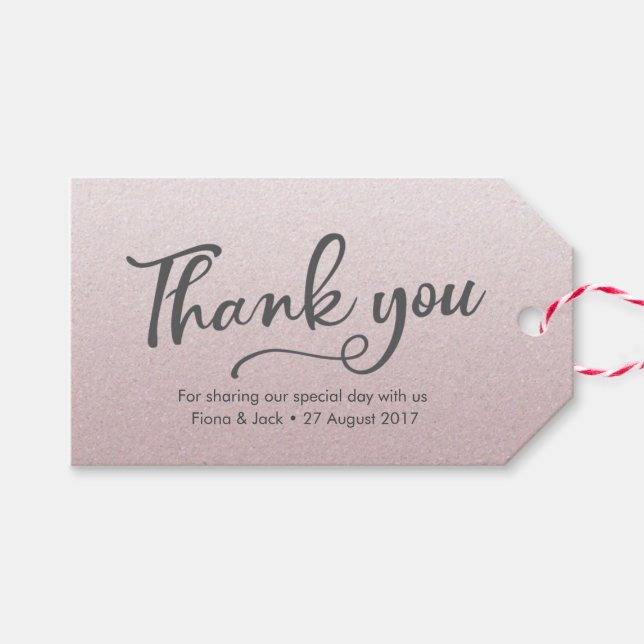Rosa Glitzer personalisiert Danke Ihnen Anhänger (Vorderseite (Horizontal))