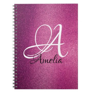 Rosa Glitzer Personalisiert Name & Monogramm Noteb Notizblock