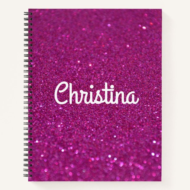 Rosa Glitzer Personalisierter Individuelle Name Ni Notizbuch (Vorderseite)