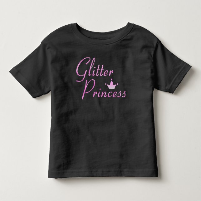 Rosa Glitzer Princess Crown Glitzer Glitzern Kleinkind T-shirt (Vorderseite)
