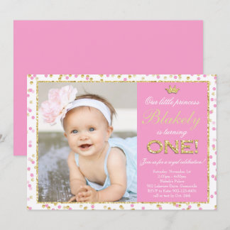 Rosa Glitzer Princess Erster Geburtstag Einladung