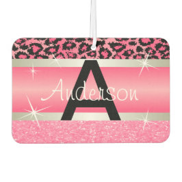 Rosa Glitzer Print & Leopard Tier | Personalisiere Autolufterfrischer