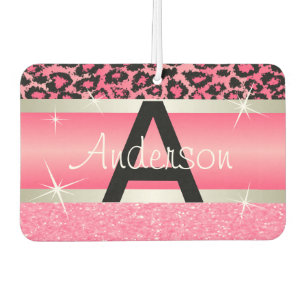 Rosa Glitzer Print & Leopard Tier Personalisiere Autolufterfrischer
