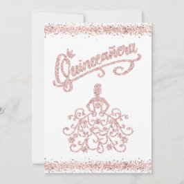 Rosa Glitzer Quinceañera 15 Einladung zur Kronen