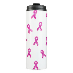 Rosa Glitzer Ribbons mit weißem Hintergrund Thermosbecher