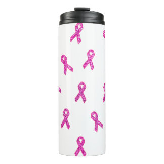 Rosa Glitzer Ribbons mit weißem Hintergrund Thermosbecher