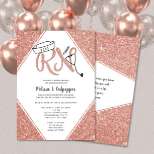 Rosa Glitzer RN Graduierungsparty oder Pinning ein Einladung